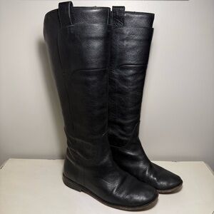 Frye Paige Tall Riding Boots Black Leather Womens Size 7 Biker Calf Grunge